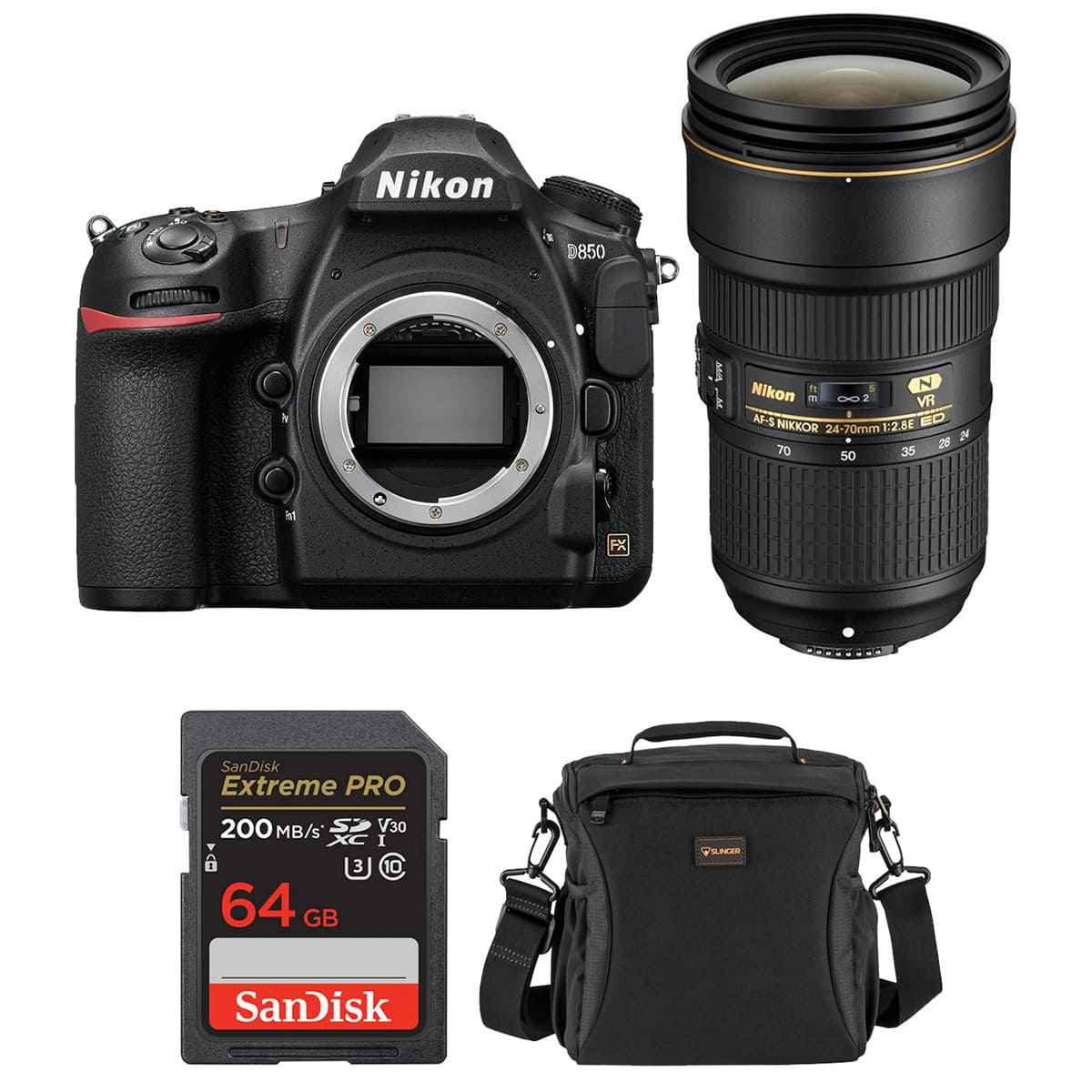 Bundle - Nikon - D850 DSLR Camera w/AF-S 24-70mm f/2.8E ED VR Lens w/Included Value