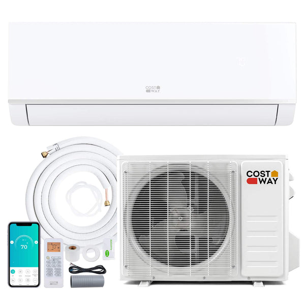 Costway - 12000 BTU 20 SEER2 115V Wifi Enabled Mini Split Air Conditioner & Heater with Installation Kit - White