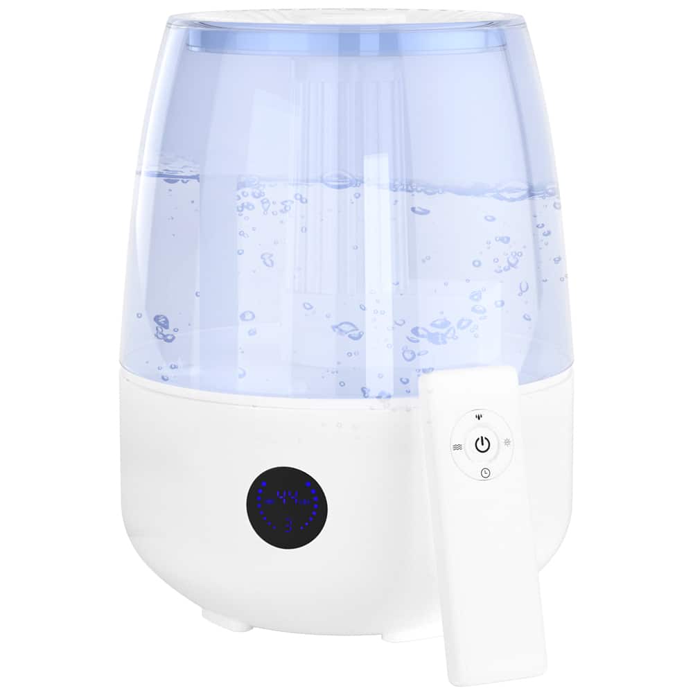 Topteng - 1.8 Gal Large Capacity Cool Mist Humidifier with Remote - Nano Ultrasonic, Dual Nozzle, Top Fill, for Large Room/Bedroom - White