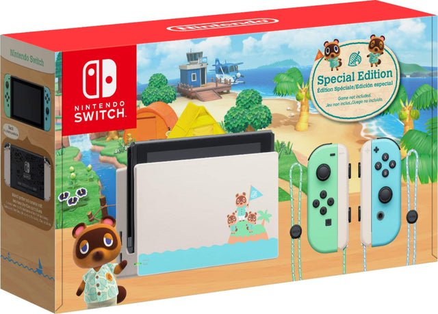Front. Nintendo - Switch - Animal Crossing: New Horizons Edition 32GB Console - Pastel Green & Blue.