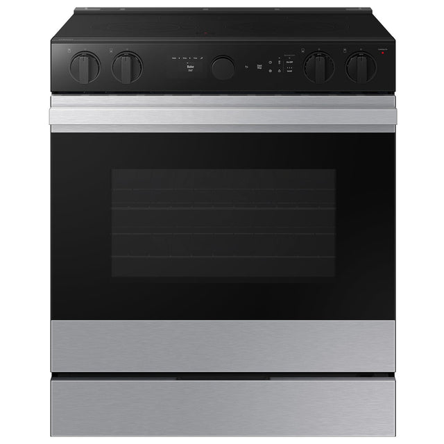Front. Samsung - 30 in. Wide 5 Elements Bespoke Smart Slide-In Electric Range 6.3 cu. ft. with Air Sous Vide & Air Fry - Stainless Steel.