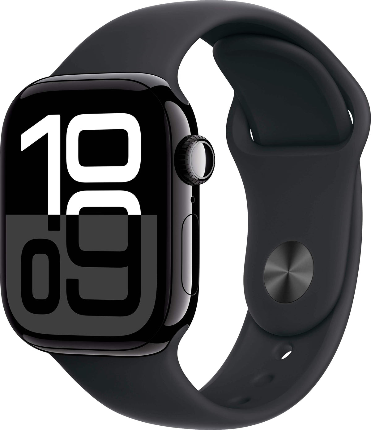 Geek Squad Certified Refurbished Apple Watch Series 10 (GPS+Cellular) 42mm Aluminum Case with Black Sport Band - S/M - Jet Black - (2024)