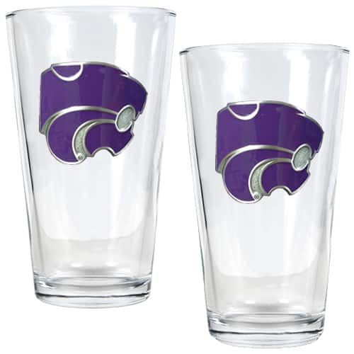 Front. Great American Products - Kansas State Wildcats 16oz. Pint Glass Set - Multicolor.