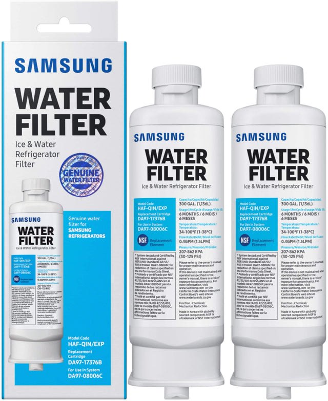 Front. Samsung - HAF-QIN Refrigerator Water Filter 2 pack - White.