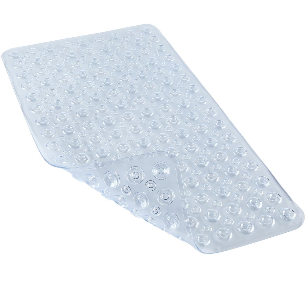 Vicyak - Bathtub Mat Non Slip Shower Mats with Extra Drain Holes - Clear White