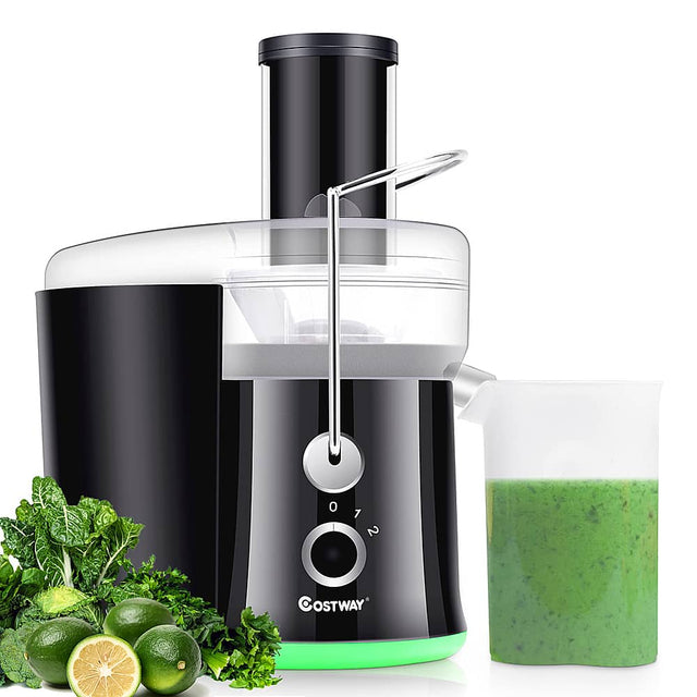 Front. Costway - Electric Juicer Centrifugal Juicer with 3-Inch Wide Mouth Centrifugal Juice Extractor 2 Speed - Black + Green.