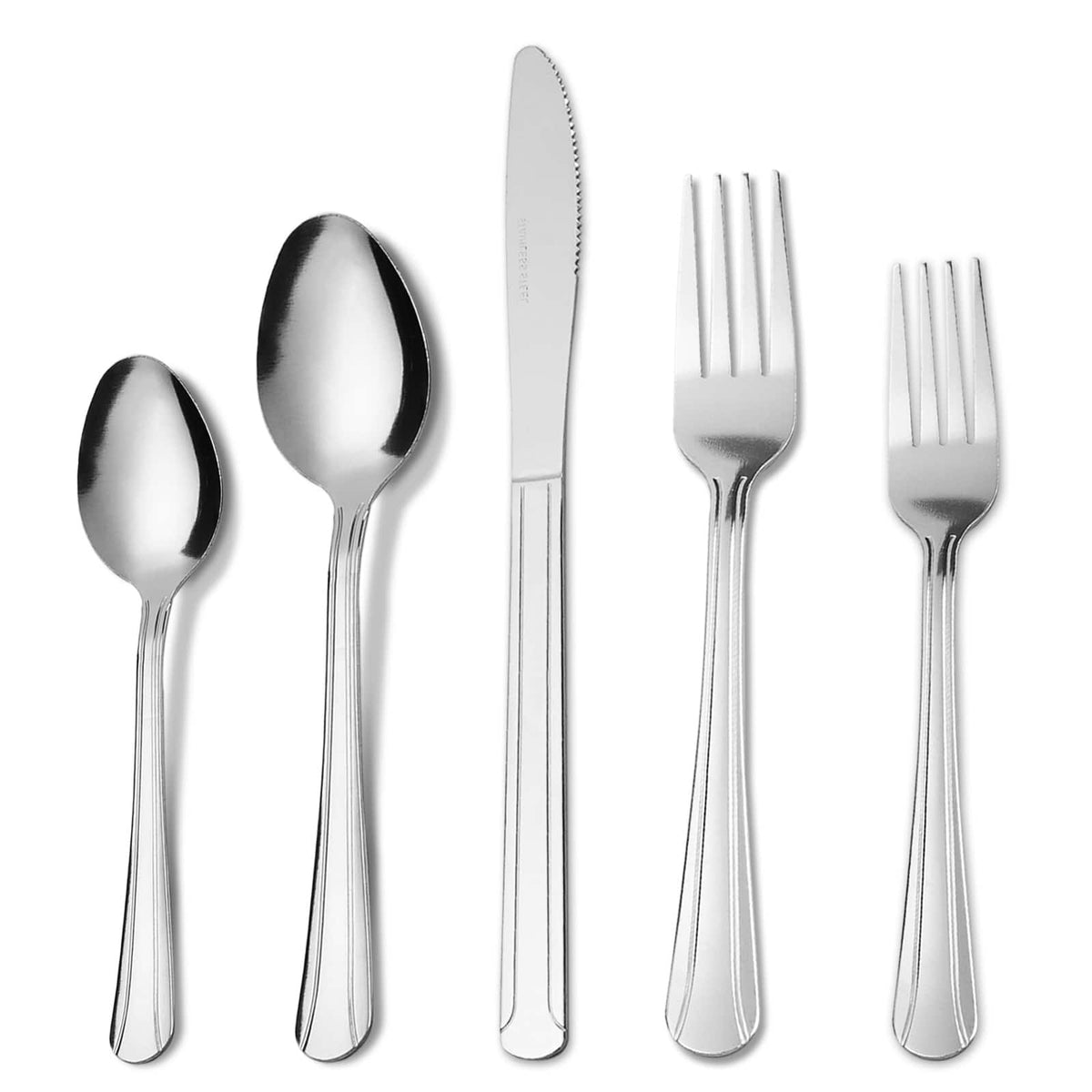 KOOMADE - 40/60 Pcs Flatware Set Service Stainless Steel Knife Fork Spoon Tableware Flatware Set Festival Kitchen - Silver