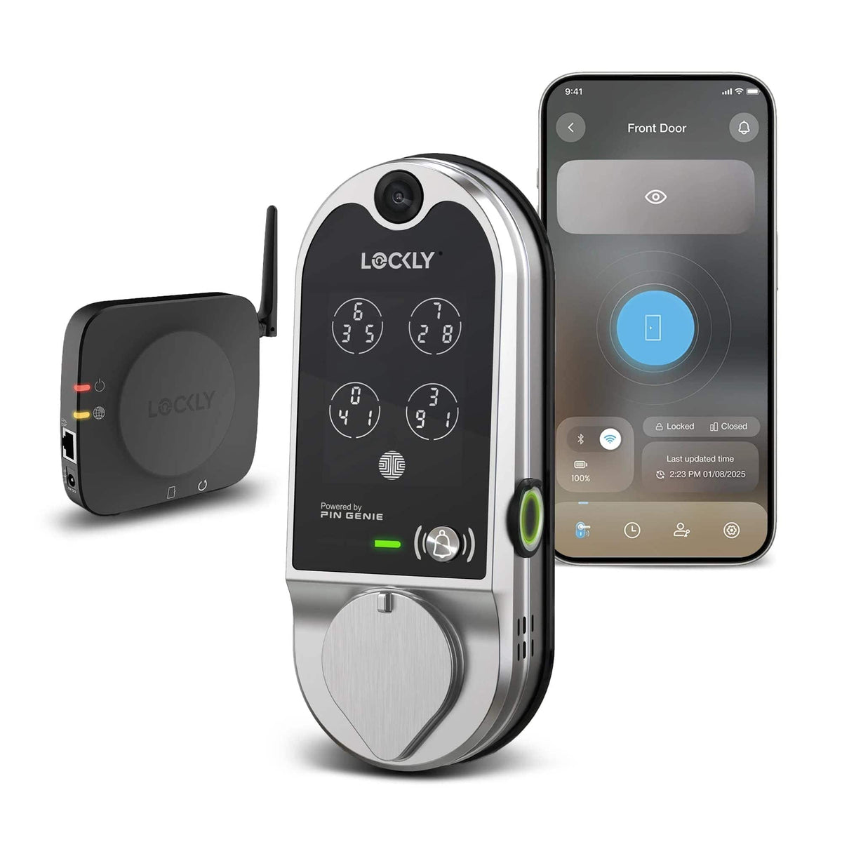Lockly - Vision Video Doorbell Smart Lock Deadbolt Edition - Satin Nickel