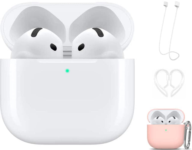 Front. Apple - Apple - AirPods 4 with Active Noise Cancellation White + Pink Accessory Kit - White.