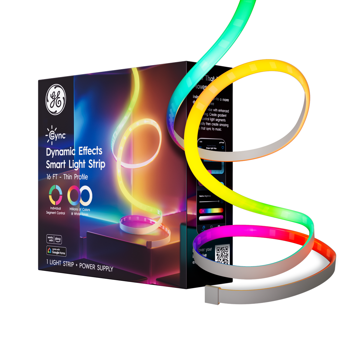 Cync - Dynamic Effects Smart LED Light Strip, Color Changing, 16ft, 1pk - Full Color
