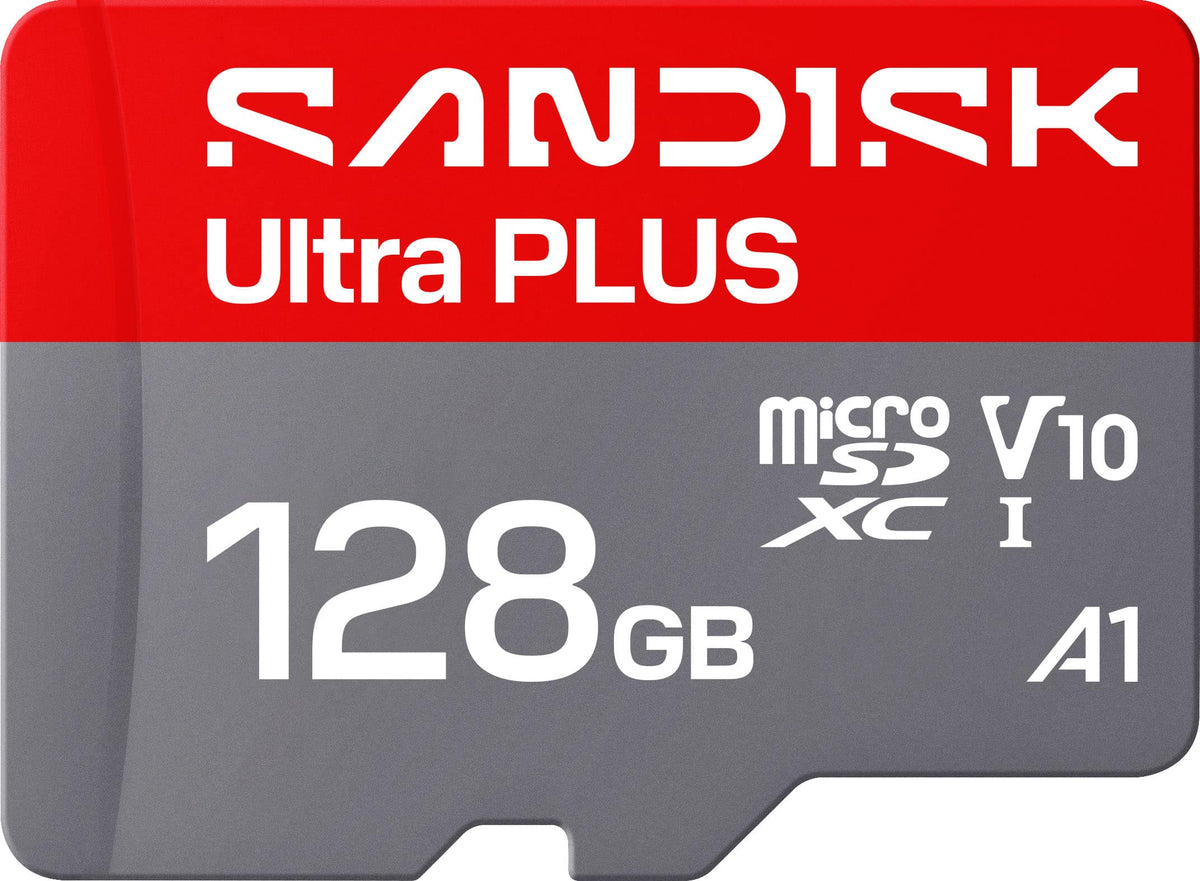 SANDISK - 128GB Ultra PLUS microSD UHS-I Memory Card, Read Speeds up to 200MB/s