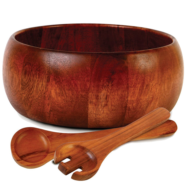 Front. Gibson - Gibson Home Laroda 3-Piece Salad Bowl Set, Brown Wood - Brown.