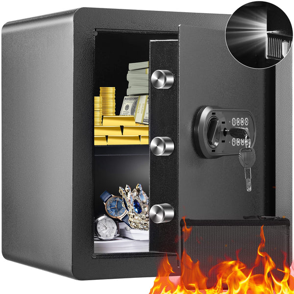 VEVOR - Safe, 1.8 Cubic Feet Home Safe, Steel Security Safe with Digital Keypad and 2 Keys, Cabinet Safe with Fire-proof Bag - Black