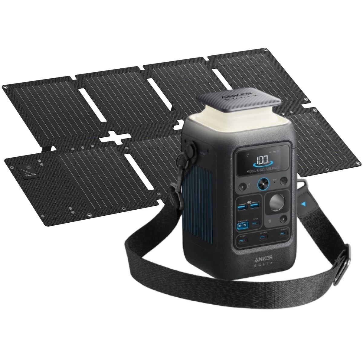Anker - SOLIX C300X DC Portable Power Station w/60W Solar Panel 288Wh/300W Soalr Generator for Outdoor Camping&Emergency (288 Wh Capacity) - Black
