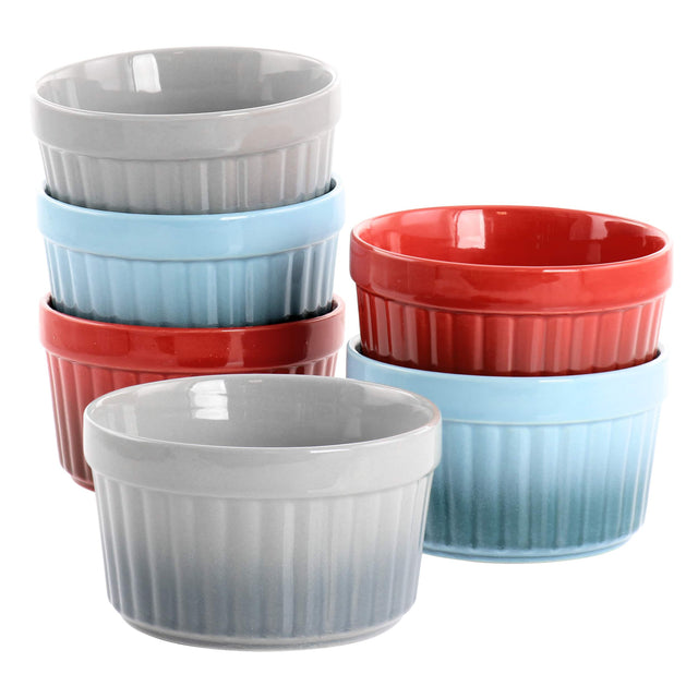 Front. Crockpot - Crockpot Thornburg 6 Piece 12 Ounce Round Stoneware Ramekin Set in Assorted Colors.