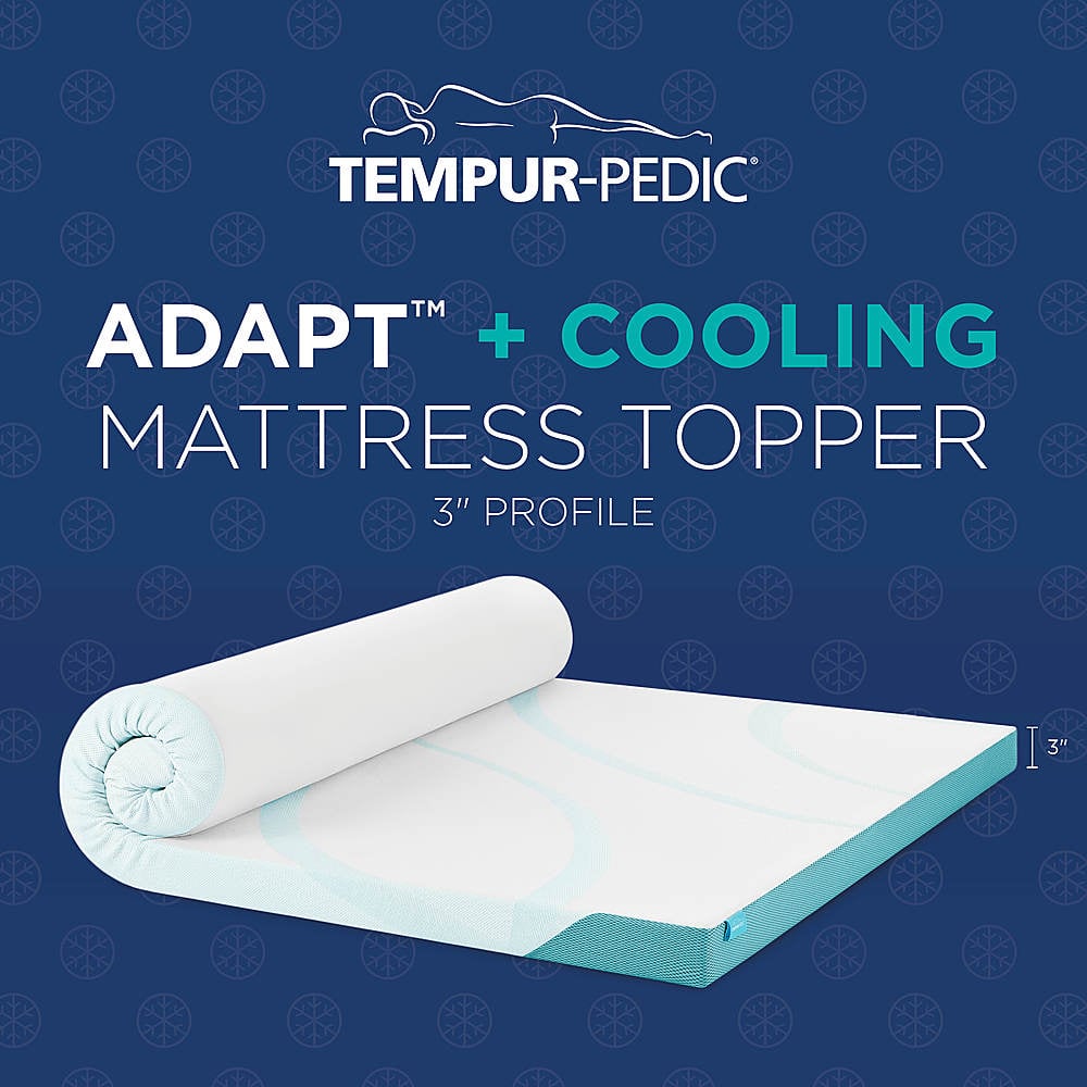 Tempur-Pedic - TEMPUR-Adapt® + Cooling 3" Memory Foam Mattress Topper, Full - White