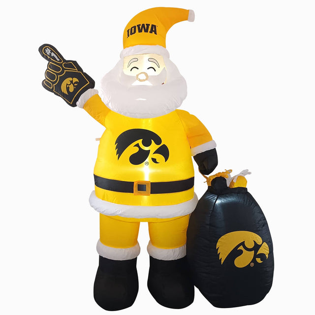 Front. Logo Brands - Iowa Hawkeyes 7' Inflatable Santa - Multicolor.