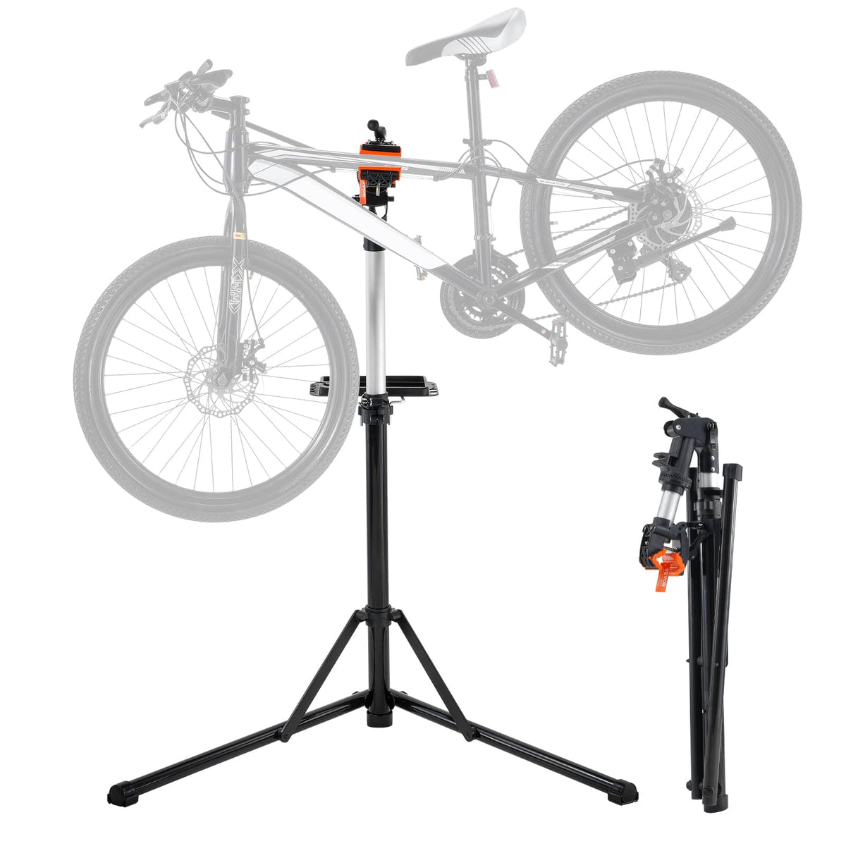 VEVOR - Bike Repair Stand, 66 lbs Heavy-duty Aluminum Bicycle Repair Stand, Adjustable Height Bike Maintenance Workstand - Black/Silver