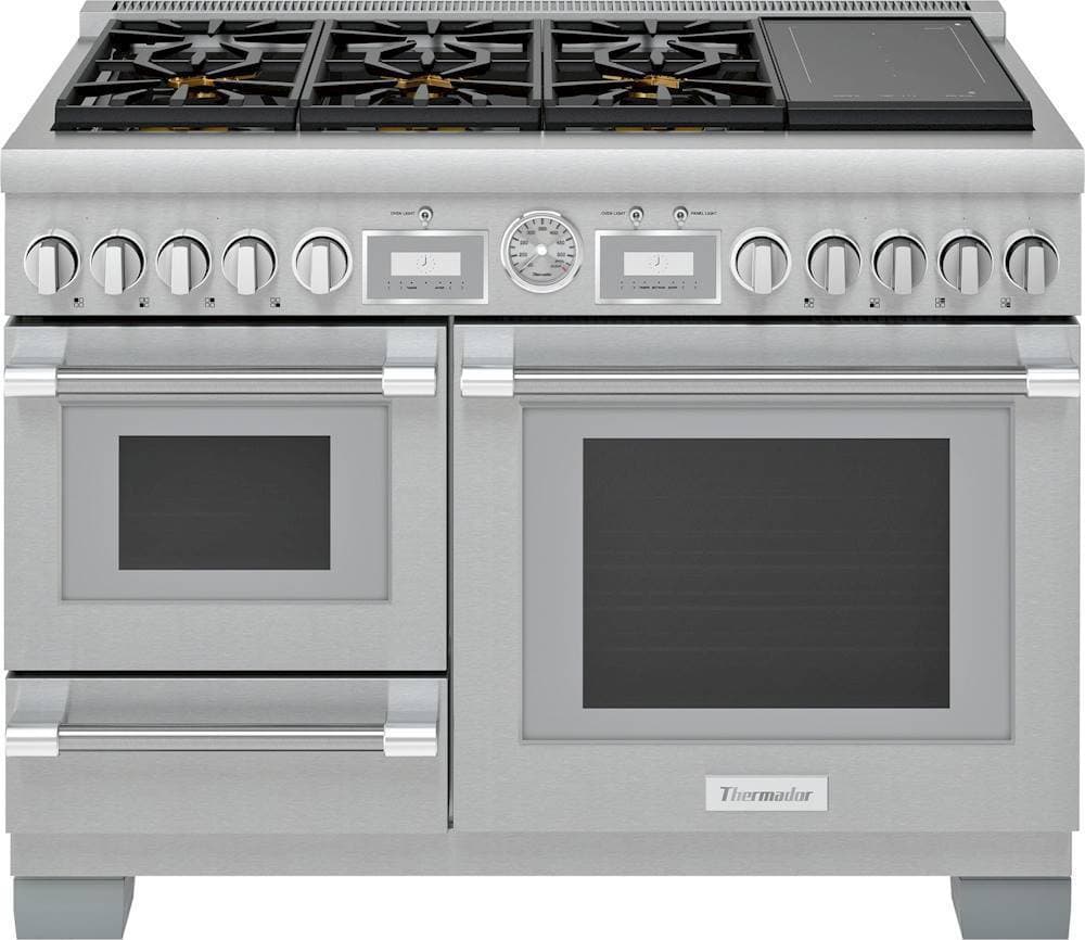 Thermador - Pro Grand 48 in. Wide 6.5 Cu. Ft. Freestanding Double Oven Dual Fuel LP Convection Range with Pro Steam and 7 Burners - Stainless Steel