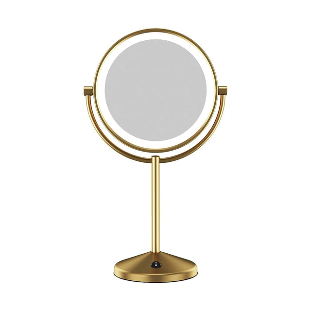 Front. Conair - Conair Lighted Makeup Mirror, LED Vanity Mirror, 1X/10X Magnifying Mirror, Double Sided, Battery Operated in Brushed Bra.