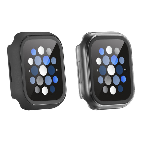 Insignia™ - Bumper with Glass Screen Protector for Apple Watch 40/41mm - Black and Clear