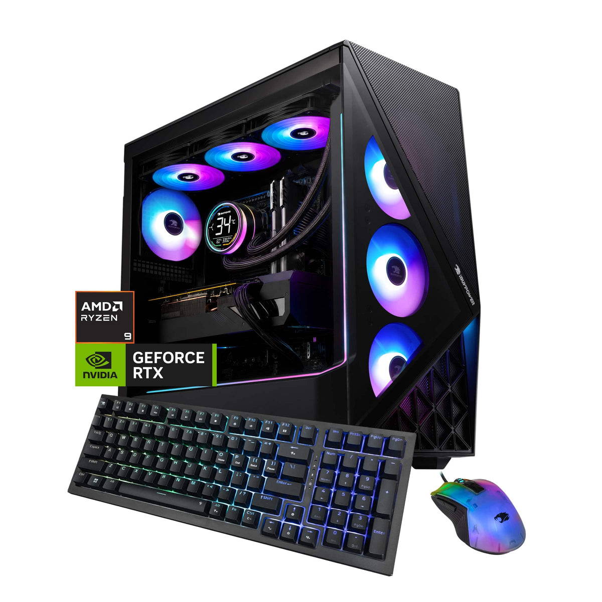 iBUYPOWER - Slate Gaming Desktop PC - AMD Ryzen 9 9900X3D 2025 NVIDIA GeForce RTX 5070 12GB 32GB DDR5 1TB NVMe SSD Storage - Black