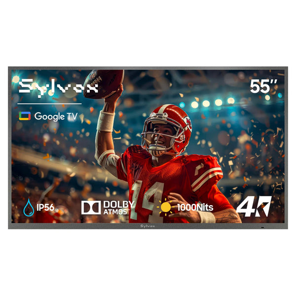 Sylvox - 55" Outdoor TV, 1000nits Google Smart TV, IP56 Waterproof Partial Sun Outside TV(Deck Pro3.0）