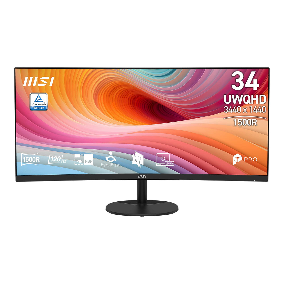 MSI - PRO MP341CQ E12 34" Curved UWQHD 120Hz 1ms VA Business Monitor with Built-in Speakers( (DisplayPort, HDMI ) - Black