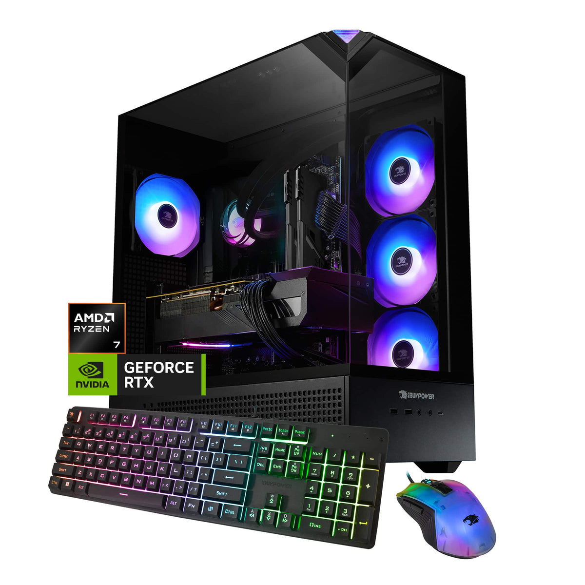 iBUYPOWER - Element Gaming Desktop PC - AMD Ryzen 7 7800X3D, NVIDIA GeForce RTX 5060Ti 16GB, 32GB DDR5 RAM, 1TB NVMe SSD_EBA7N56T02 - Black