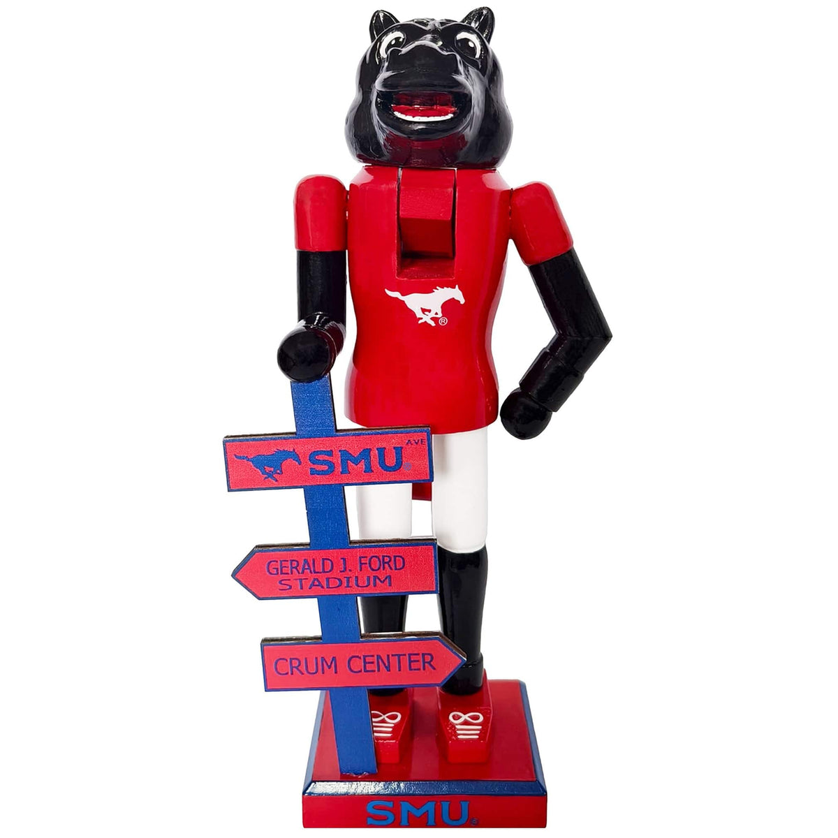 Santa's Workshop - SMU Mustangs 12" Mascot Nutcracker - Red