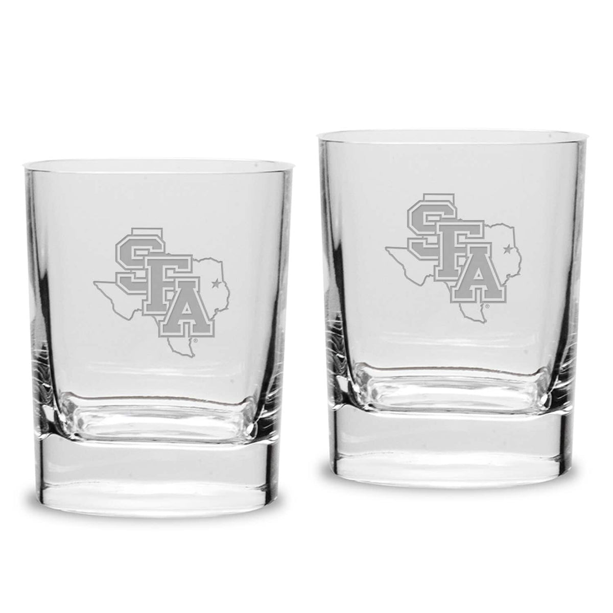 Jardine - Stephen F Austin Lumberjacks 11.75oz. Two-Piece Luigi Bormioli Square Double Old Fashion Glasses Set - Multicolor