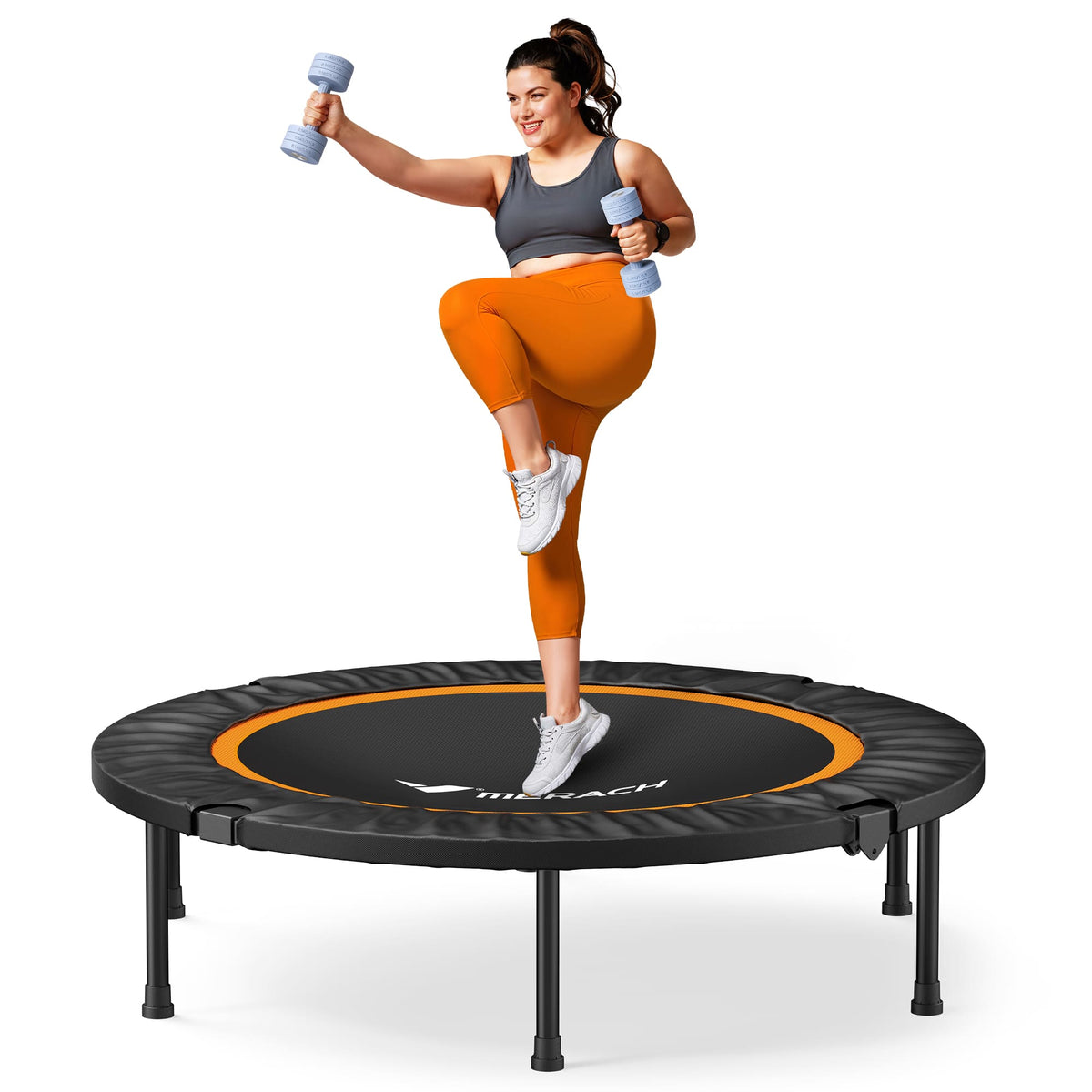 MERACH - /48" Trampoline with Handle for Adults & Kids, Indoor/Outdoor Rebounder, 330lbs, Compact Fitness Exercise - 40"