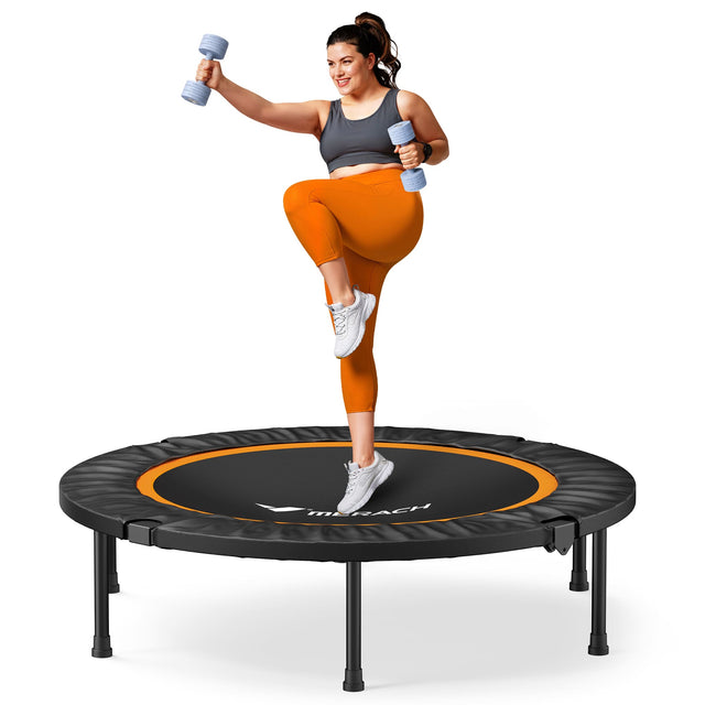 Front. MERACH - MERACH 40"/48" Trampoline with Handle for Adults & Kids, Indoor/Outdoor Rebounder, 330lbs, Compact Fitness Exercise - 40".