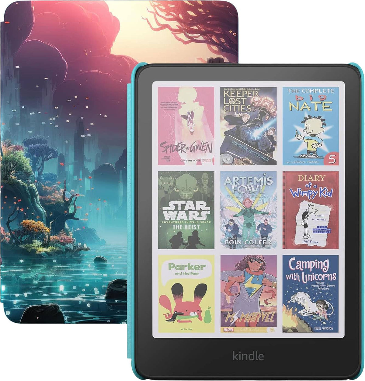 Amazon - Kindle Colorsoft Kids (16 GB) – First Kindle for kids in color, with cover - 2025 - Fantasy River