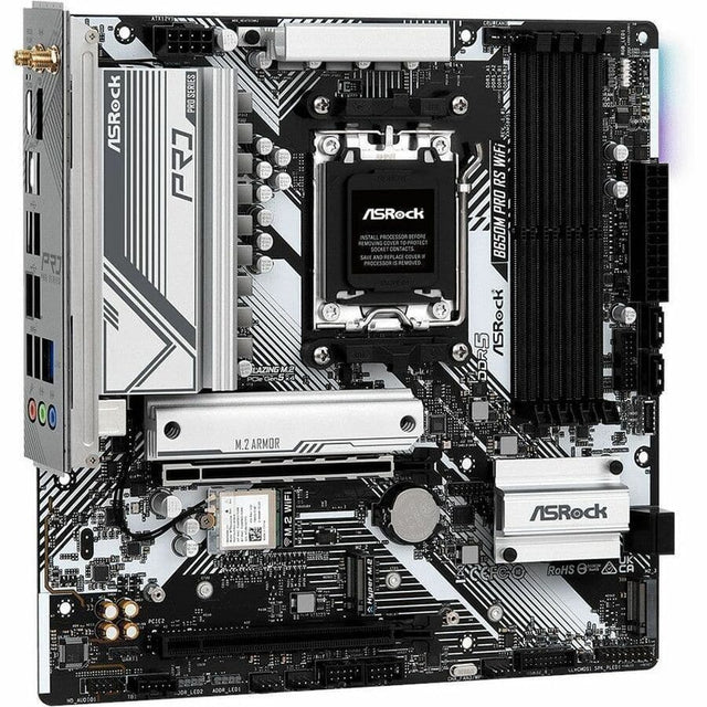 ASRock Pro Series  
B360M Pro4 WiFi  
INSTALL PROCESSOR BEFORE REMOVING ANY COMPONENTS. SAVE AND REPLACE CONTACTS. SAVE AND REPLACE COVERS.  
LAZING M2  
M.2 ARMOR  
ASRock  
RoHS  
CEFCO  
0_40001