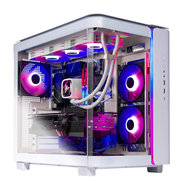 Front. Skytech Gaming - King 95 Gaming PC - AMD Ryzen 7 9700X - 16GB Memory - NVIDIA GeForce RTX 5070 - 1TB NVMe SSD - White.