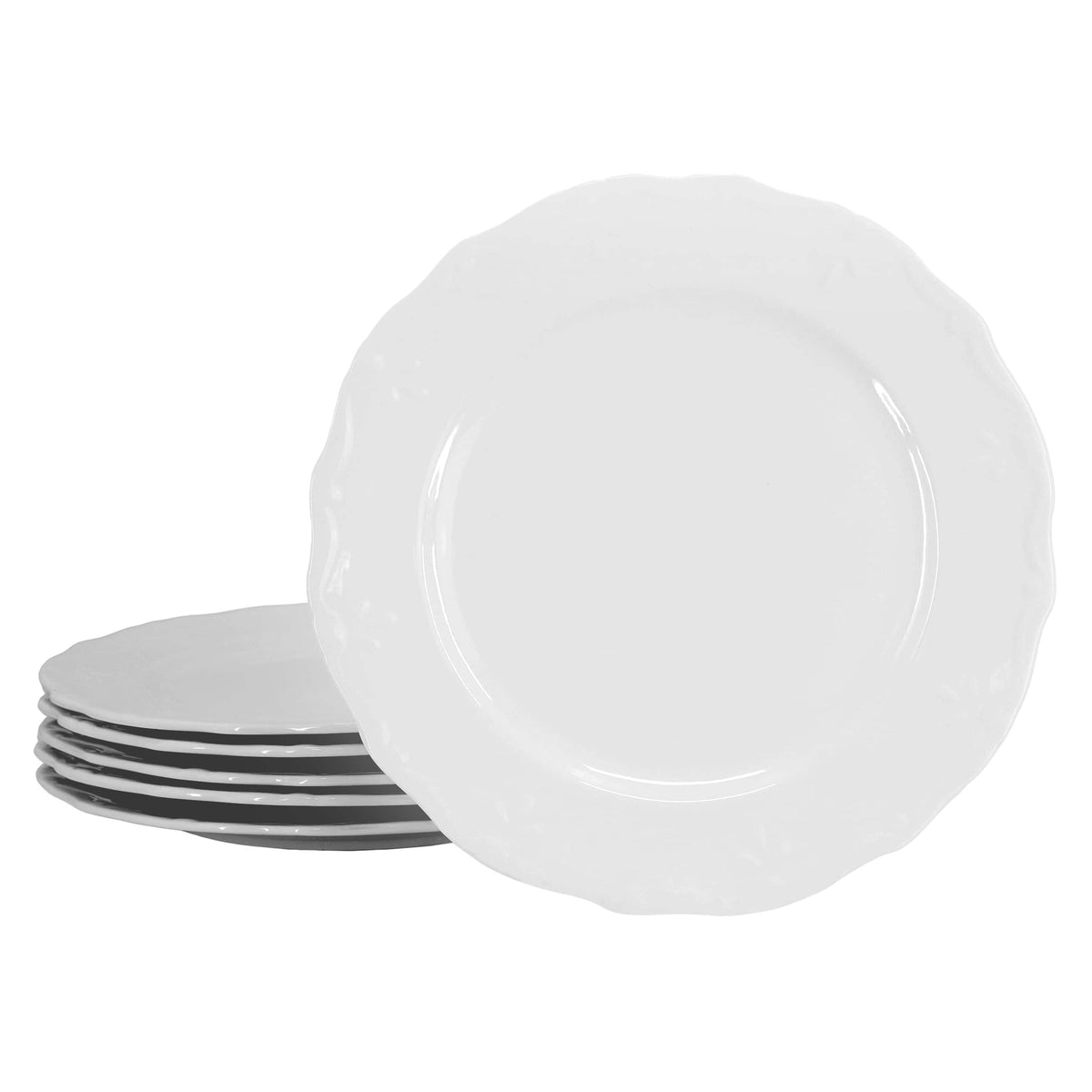 Elama - Henryi 6 Piece 10.6 Inch Porcelain Dinner Plate Set - White