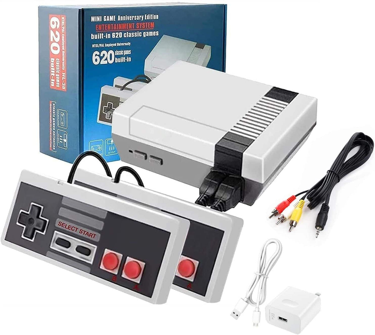 Retro Mini Gaming Console with 620 Games 8 Bit Game System Built In 2 Controllers AV Output Nostalgia