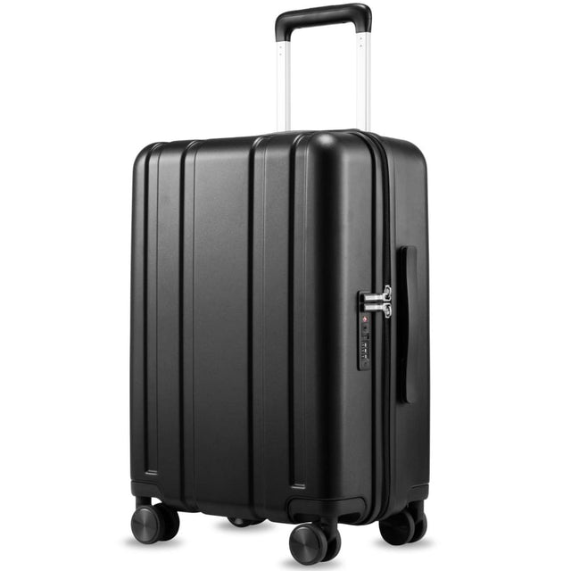 Front. LUGGEX - LUGGEX 20 Inch Carry On Luggage Airline Approved, 100% PC Hardside Travel Suitcase L2 with Spinner Wheels - EX-Core - Black.