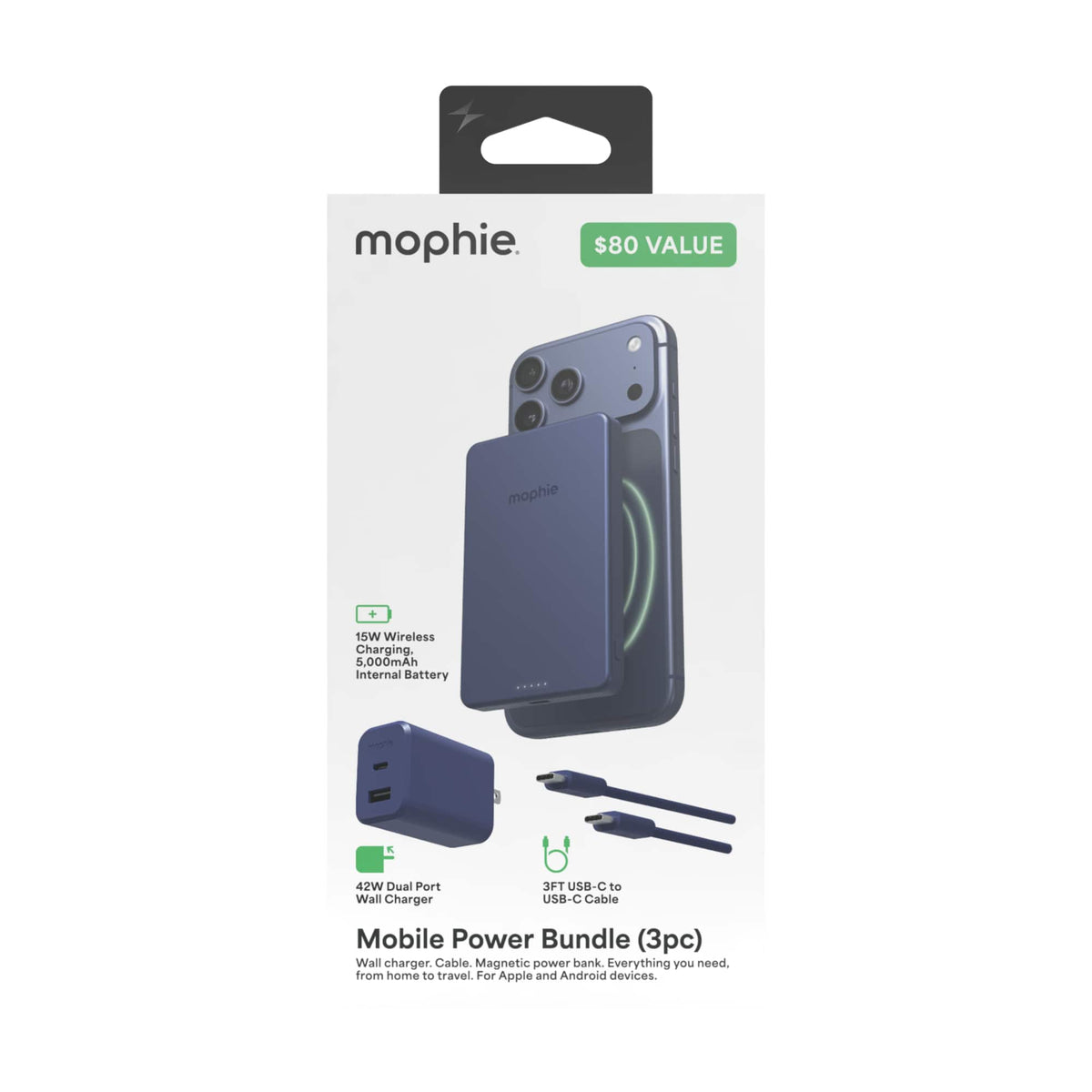 mophie - Mobile Power Bundle (3pc) - Deep Blue