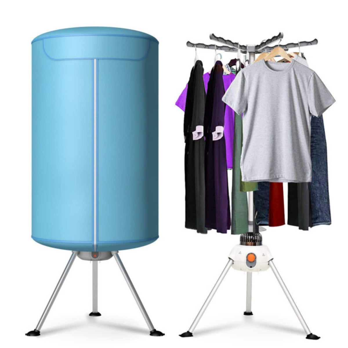 LUCKY ONE - Portable Ventless Folding Clothes Dryer with Timer - 22 lbs Capacity for Apartment Dorm - Blue