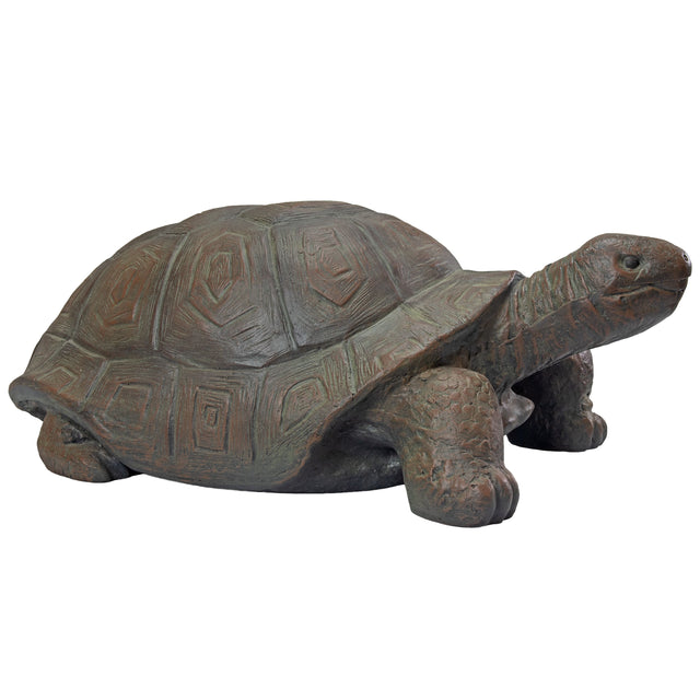 Front. Sunnydaze - Talia the Tortoise Indoor/Outdoor Garden Statue - 12 in - Light Brown.