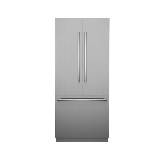 Front. Bosch - Benchmark Series 36 in. Wide 20.1 Cu. Ft. French Door Bottom Freezer Built-in Smart Refrigerator - Stainless Steel.