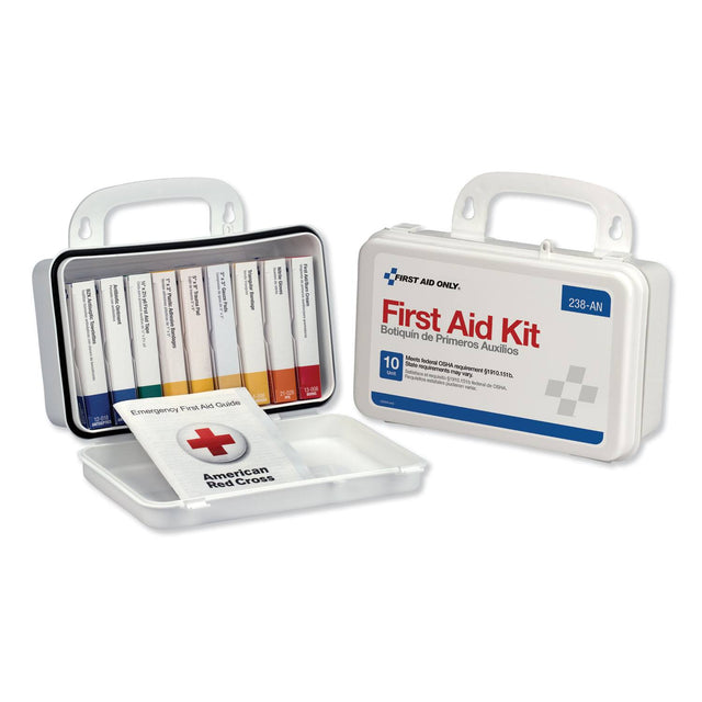 FIRST AID ONLY.  
238-AN  
First Aid Kit  
Botiquín de Primeros Auxilios  
10 Años  
Emergency First Aid Guide  
American Red Cross  
12-01