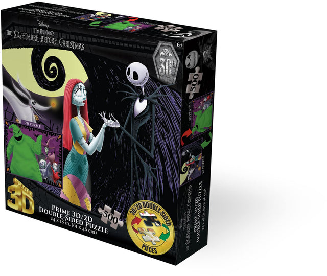Disney THE NIGHTMARE BEFORE CHRISTMAS 2D PUZZLE 6+  
PRIME 3D/2D DOUBLE-SIDED 500 PIECES  
24 x 18 in. (61 x 46 cm)