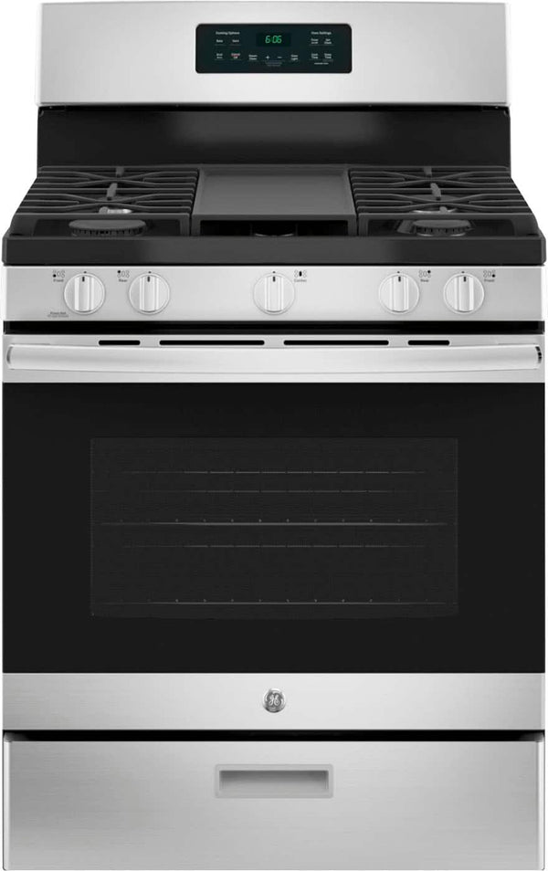 GE - 30 in. Wide 5 Burners 5.0 Cu. Ft. Freestanding Gas Range - Stainless Steel
