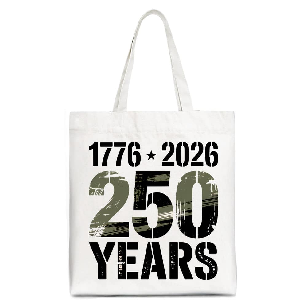 OrnamentallyYou - USA 250 Years Anniversary Tote Bag, 4th of July Patriotic 1776–2026 Gift Shopper - White