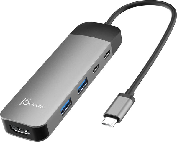 j5create - USB-C 6-in-1 4K Multi-Port Hub - Space Gray