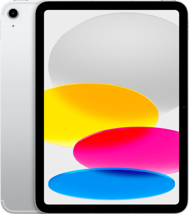 Front. Apple - 10.9-Inch iPad - Latest Model - (10th Generation) with Wi-Fi + Cellular - 64GB - Silver.