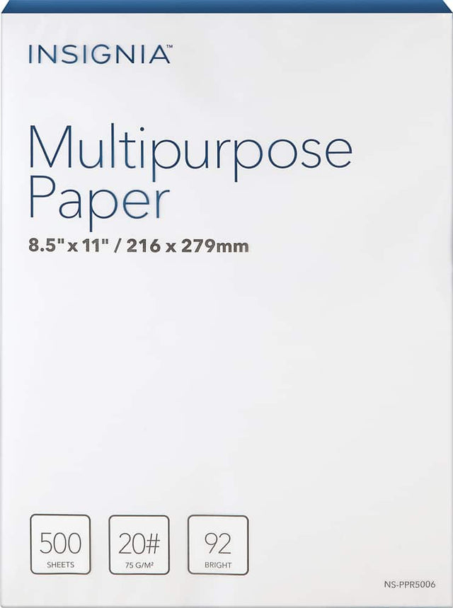 Front. Insignia™ - Multipurpose 8.5" x 11" 500-Count Paper - White.